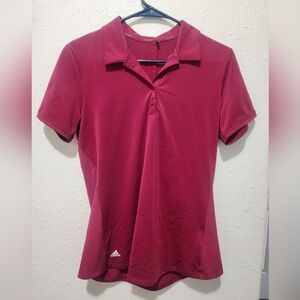 Adidas Maroon Fitted Polo Shirt Short Sleeve